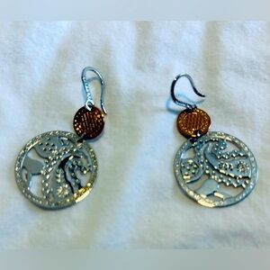 Earrings - Silver and Copper Combination. Brand New. Never Worn.